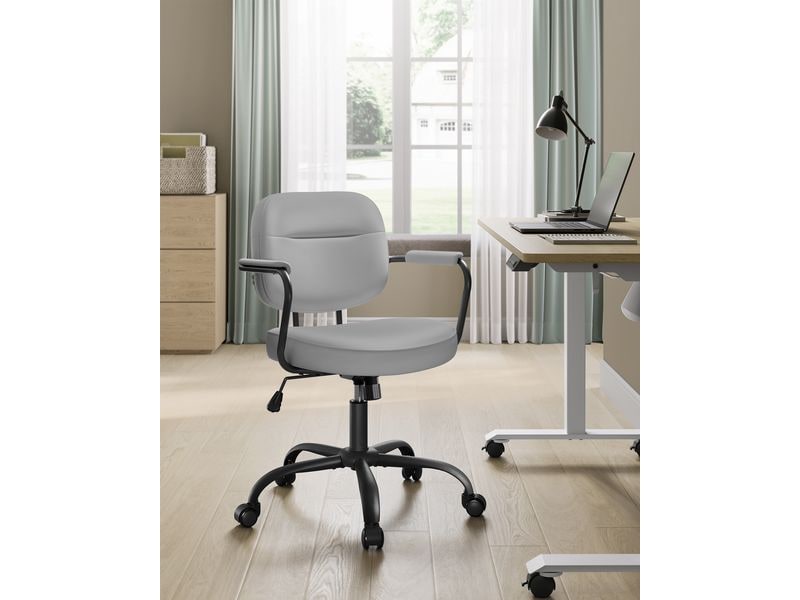 Songmics Bürostuhl mit Polsterrücken und Armlehnen, Grau