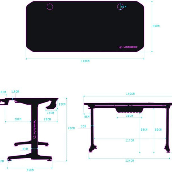 Ultradesk Gaming Tisch Frag Schwarz