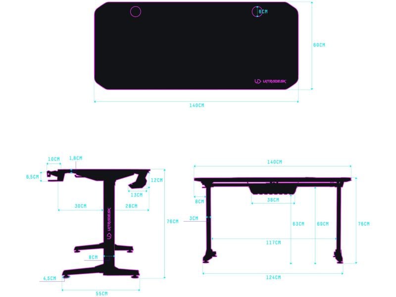 Ultradesk Gaming Tisch Frag Schwarz