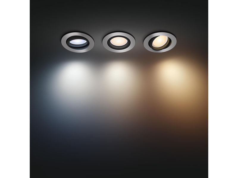 Philips Hue White Ambiance Milliskin Einbauspot 3er-Pack Rund Aluminium