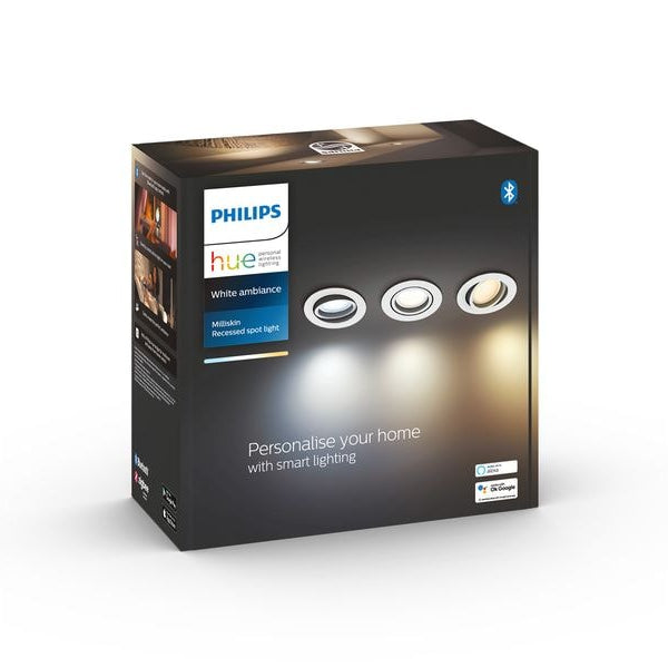 Philips Hue White Ambiance Milliskin Einbauspot 3er-Pack Rund Weiss
