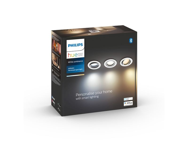 Philips Hue White Ambiance Milliskin Einbauspot 3er-Pack Rund Weiss