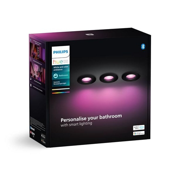 Philips Hue White & Color Ambiance Xamento Einbauspots 3er-Pack Schwarz