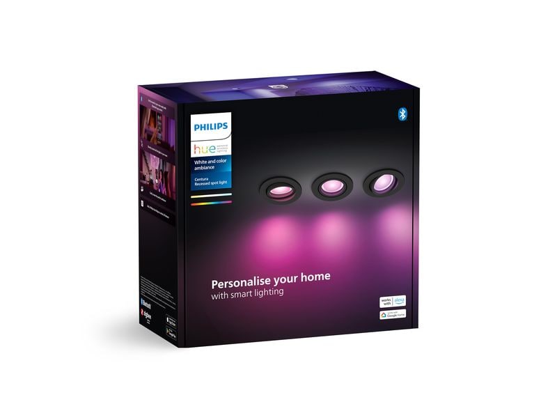 Philips Hue White & Color Ambiance Centura Einbauspot 3er- Pack Schwarz