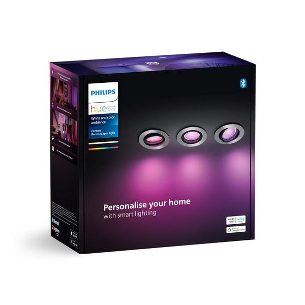 Philips Hue White & Col. Amb. Centura Einbauspot 3er- Pack Rund Alu
