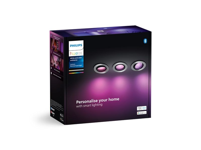 Philips Hue White & Col. Amb. Centura Einbauspot 3er- Pack Rund Alu