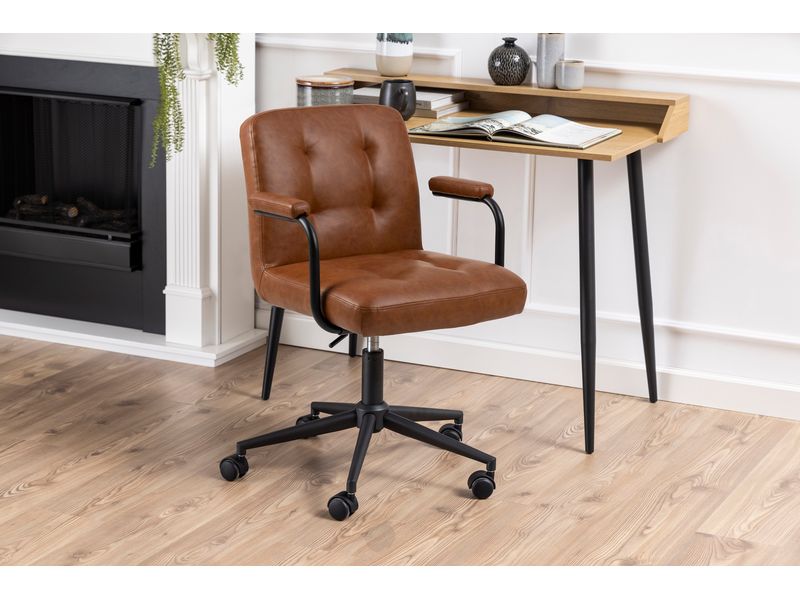 AC Design Bürostuhl Cosmo, mit Polsterrücken und Armlehnen, Cognac