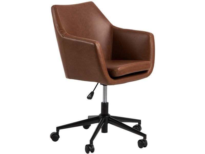 AC Design Bürostuhl Nora, mit Polsterrücken und Armlehnen, Cognac