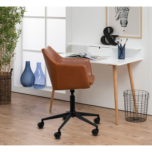 AC Design Bürostuhl Nora, mit Polsterrücken und Armlehnen, Cognac