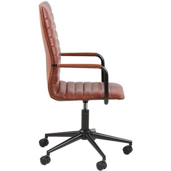AC Design Bürostuhl Winslow, mit Polsterrücken und Armlehnen, Cognac