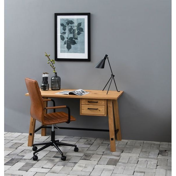 AC Design Bürostuhl Winslow, mit Polsterrücken und Armlehnen, Cognac