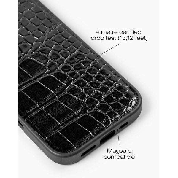 Ideal of Sweden Back Cover Croco iPhone 16 Schwarz