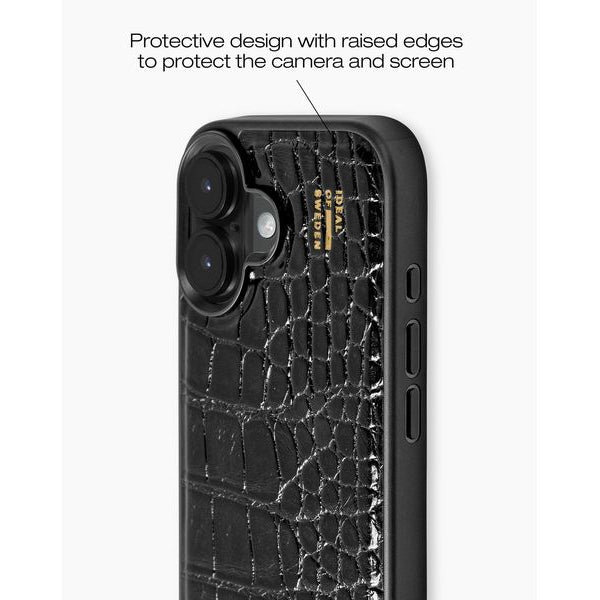 Ideal of Sweden Back Cover Croco iPhone 16 Schwarz