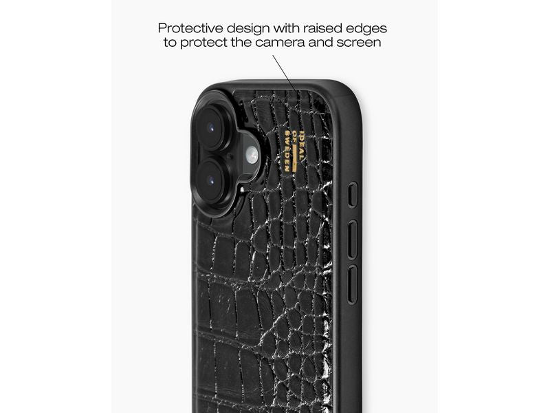 Ideal of Sweden Back Cover Croco iPhone 16 Schwarz