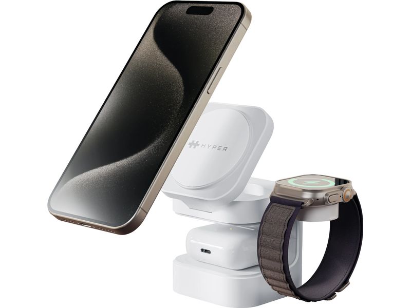HYPER Wireless Charger Qi2 3-in-1, Weiss