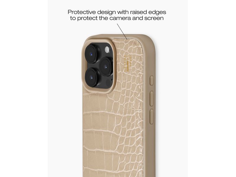 Ideal of Sweden Back Cover Croco iPhone 16 Pro Beige