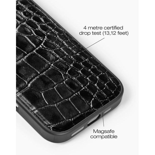 Ideal of Sweden Back Cover Croco iPhone 16 Pro Schwarz