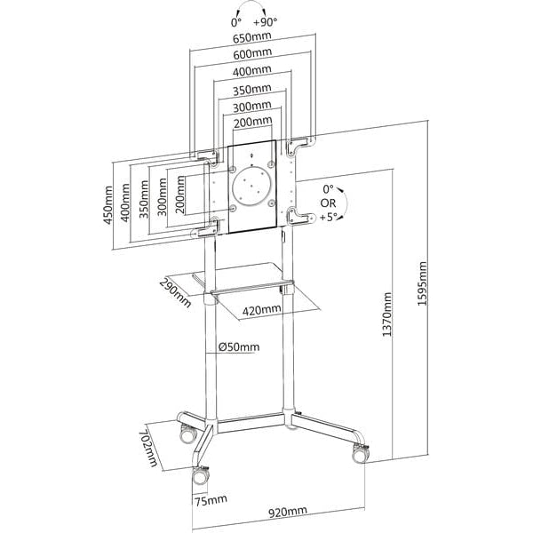 PureMounts TV-Trolley PM-CART-80W Weiss