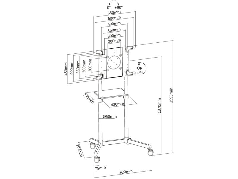 PureMounts TV-Trolley PM-CART-80W Weiss