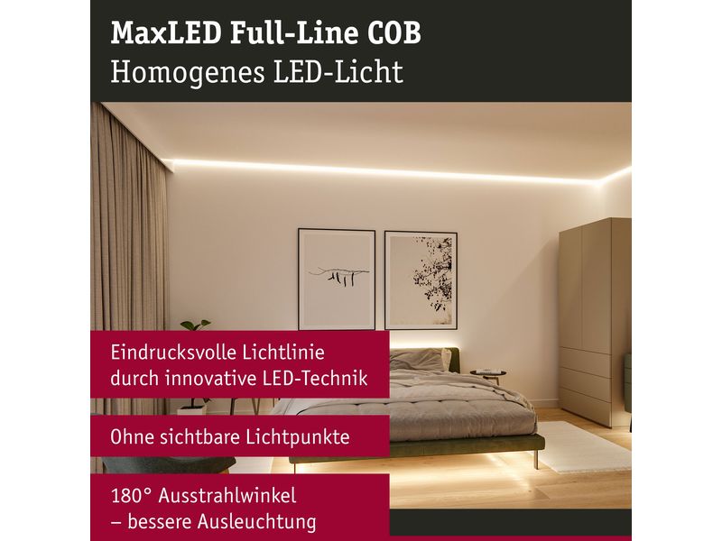 Paulmann LED-Stripe MaxLED 500 Basis Set COB, 2700 K, 3 m, Silber