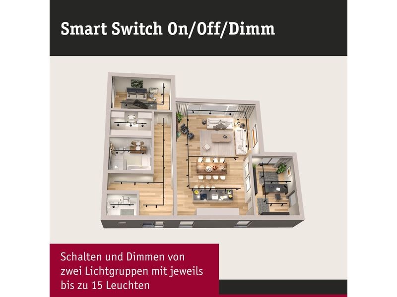 Paulmann Funk-Wandtaster ZigBee On / Off / Dimmer, Weiss