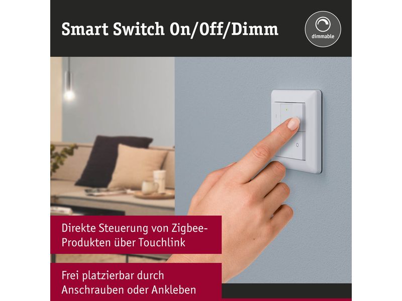 Paulmann Funk-Wandtaster ZigBee On / Off / Dimmer, Weiss