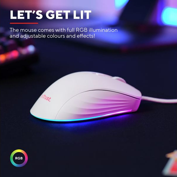 Trust Gaming-Maus GXT924W YBAR+ Weiss