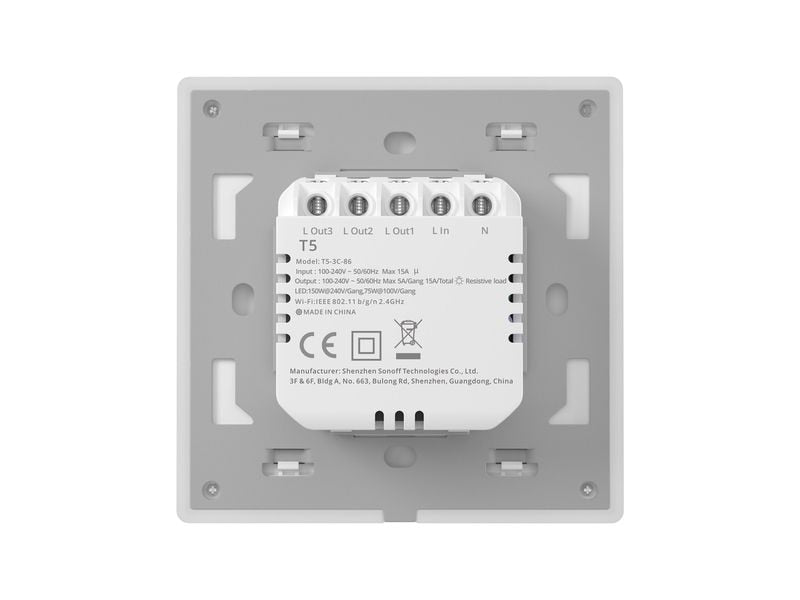SONOFF WiFi-Lichtschalt T5-2C-86 3-fach 230 V 15 A 1200 W
