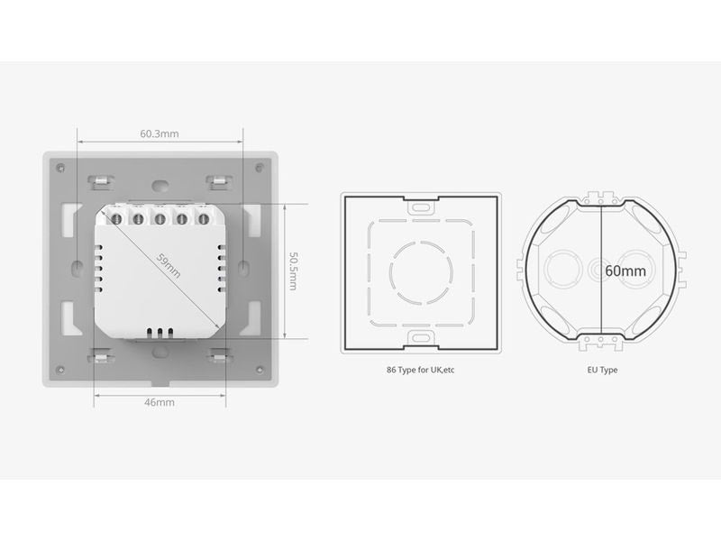 SONOFF WiFi-Lichtschalt T5-2C-86 2-fach 230 V 10 A 1200 W