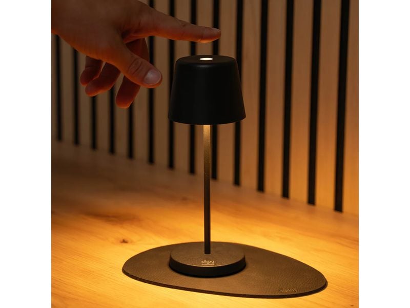 Silwy Tischleuchte Magnet-Leuchte Monaco Schwarz inkl. Platzset