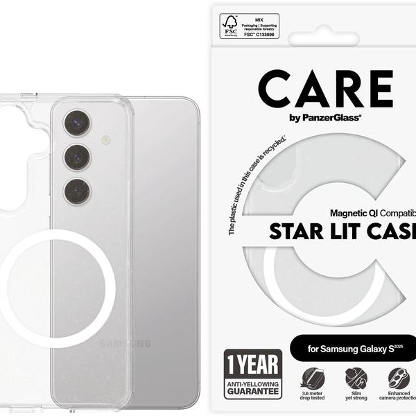 CARE Back Cover Flagship Star Lit w. Galaxy S25 Weiss