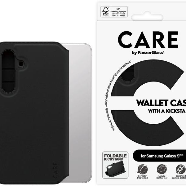 CARE Back Cover Wallet Case Kickstand Galaxy S25 Schwarz