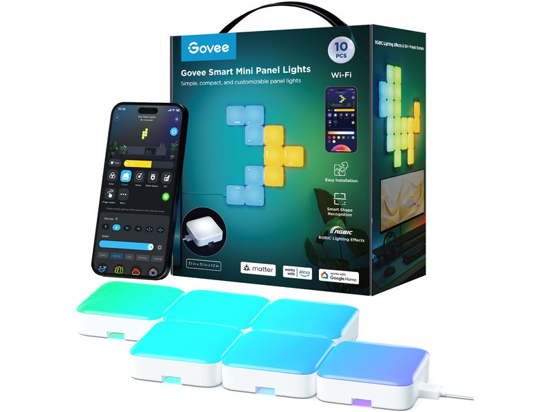 Govee Mini Leuchtpaneele RGBIC-Segmentfarben