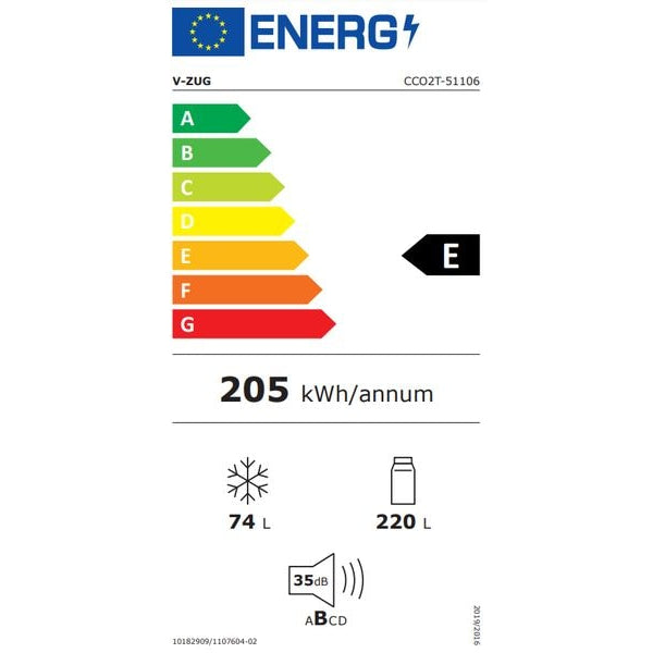 V-Zug Einbau-Kühl-Gefrierkombination CombiCooler V2000 Rechts