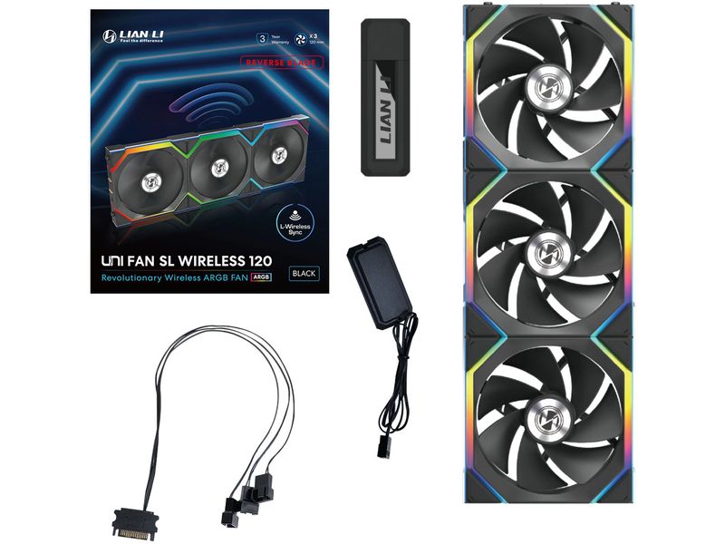 Lian Li PC-Lüfter UNI FAN SL 120 Reverse Blade 3-er Pack Schwarz