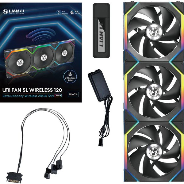 Lian Li PC-Lüfter UNI FAN SL 120 3-er Pack inkl. Controller Schwarz