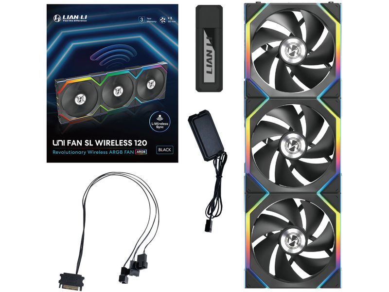 Lian Li PC-Lüfter UNI FAN SL 120 3-er Pack inkl. Controller Schwarz