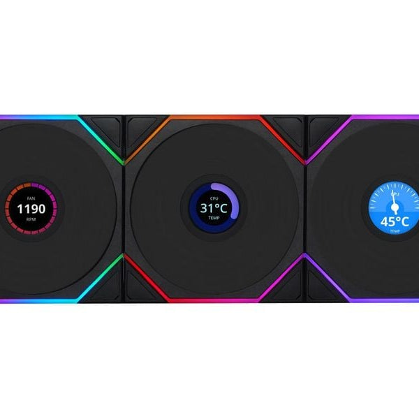 Lian Li PC-Lüfter Uni Fan TL LCD 3 er-Pack inkl. Controller, Schwarz