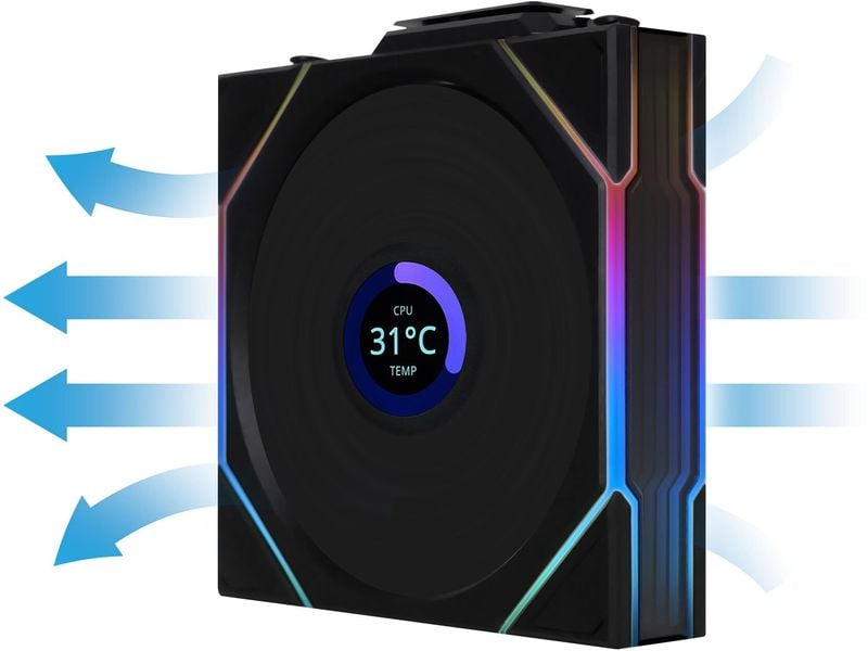 Lian Li PC-Lüfter Uni Fan TL LCD 3 er-Pack inkl. Controller, Schwarz