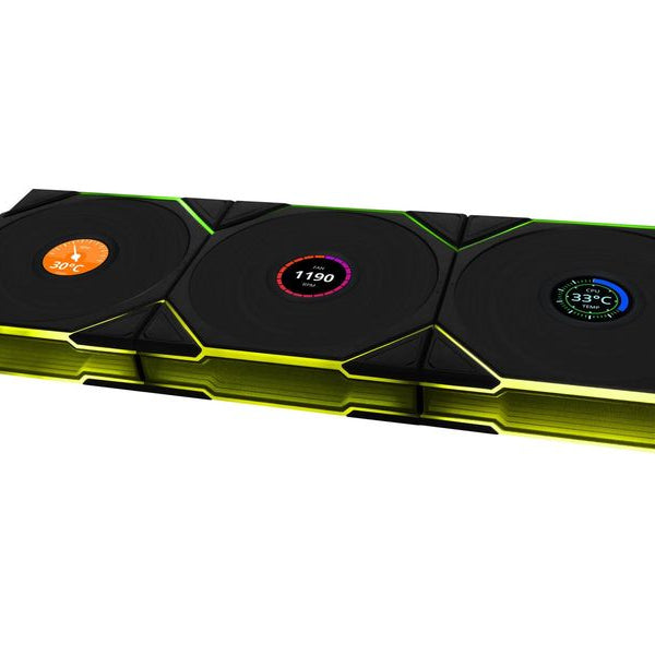 Lian Li PC-Lüfter Uni Fan TL LCD 3 er-Pack inkl. Controller, Schwarz