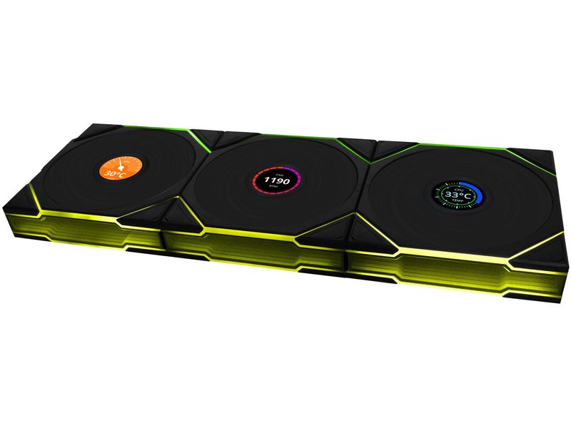 Lian Li PC-Lüfter Uni Fan TL LCD 3 er-Pack inkl. Controller, Schwarz