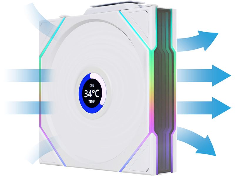 Lian Li PC-Lüfter Uni Fan TL LCD 3 er-Pack inkl. Controller, Weiss