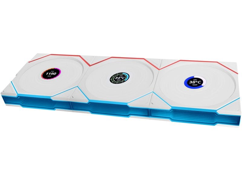 Lian Li PC-Lüfter Uni Fan TL LCD 3 er-Pack inkl. Controller, Weiss