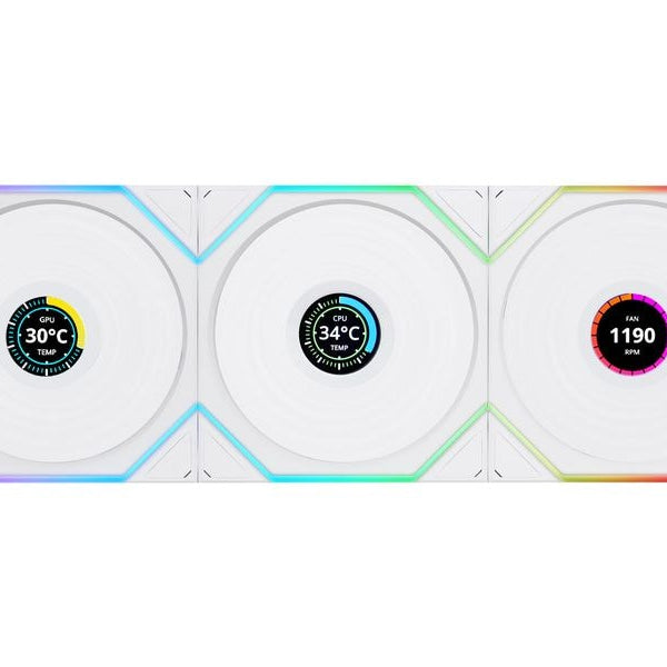 Lian Li PC-Lüfter Uni Fan TL LCD 3 er-Pack inkl. Controller, Weiss