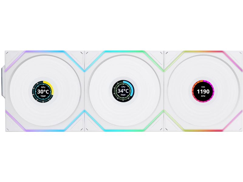 Lian Li PC-Lüfter Uni Fan TL LCD 3 er-Pack inkl. Controller, Weiss