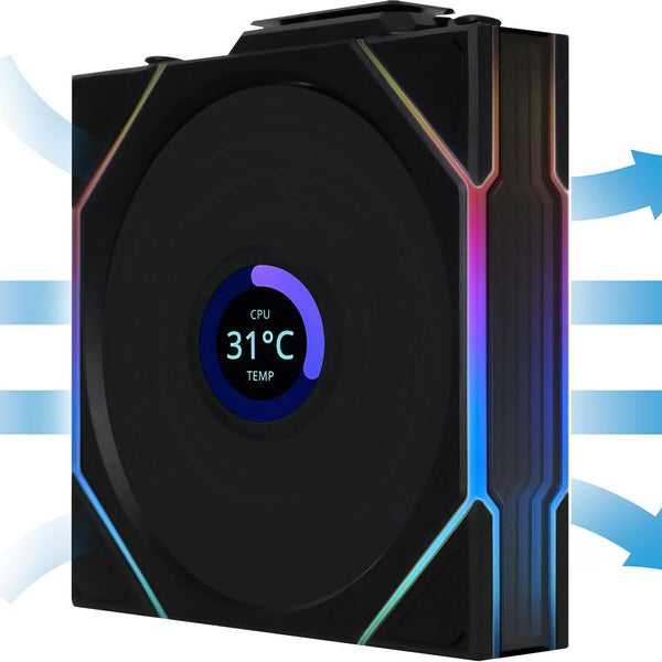 Lian Li PC-Lüfter Uni Fan TL LCD 3 er-Pack inkl. Controller, Schwarz