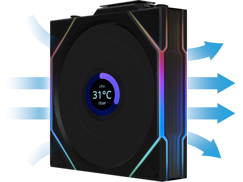 Lian Li PC-Lüfter Uni Fan TL LCD 3 er-Pack inkl. Controller, Schwarz