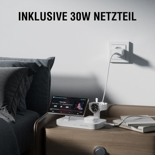 4smarts Qi2 Ladestation Trident mit Charger für Samsung Watch, weiss