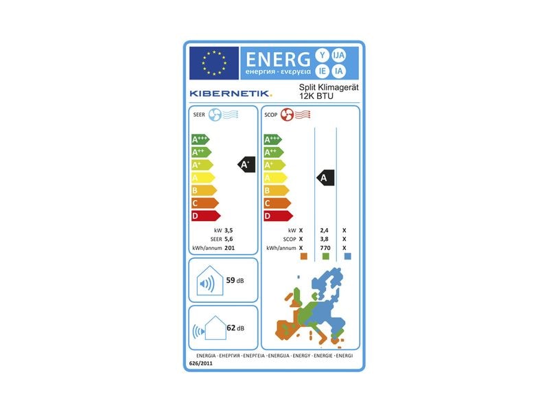 Kibernetik Klimagerät 12K BTU 105 m³, Weiss