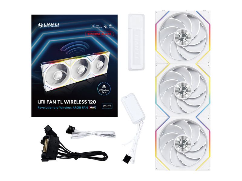 Lian Li UNI FAN TL Wireless PWM 3er-Pack – Reverse Blade Weiss